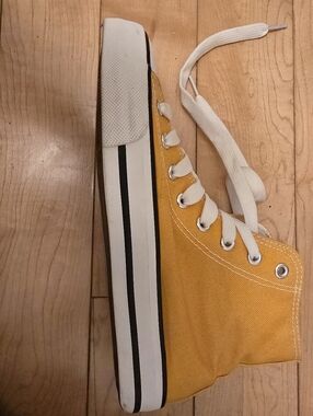 7W Yellow High-Top Canvas Sneaker with White Laces
